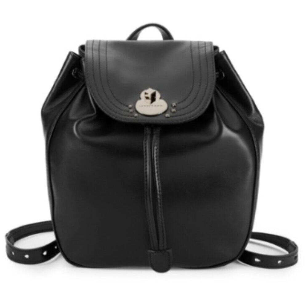 Longchamp Cavalcade Leather Backpack Black